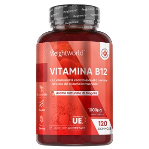 Vitamina B12 - 1000 Mcg 120 Caramelle Gommose Al Gusto Di Fragola - I Migliori Integratori Di Vitamina B12 Per Il Sistema Di Difesa Immunitaria