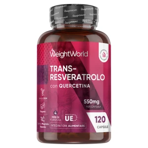 Resveratrolo 120 Capsule 550 mg -  Naturale Antiossidanti Integratori con Proprietà Antinvecchiamento e Antinfiammatorie