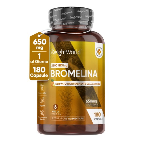 WeightWorld Bromelina ANANAS 2500 GDU 650mg - 180 Capsule per Benessere