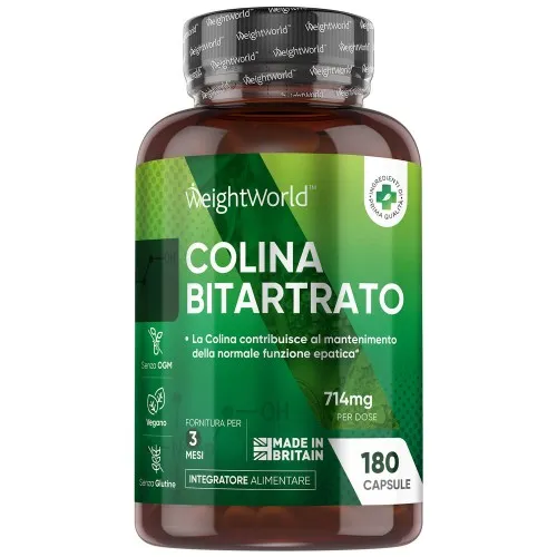 Colina Bitartrato - 714 Mg- 180 Capsule - Integratore Fegato-image