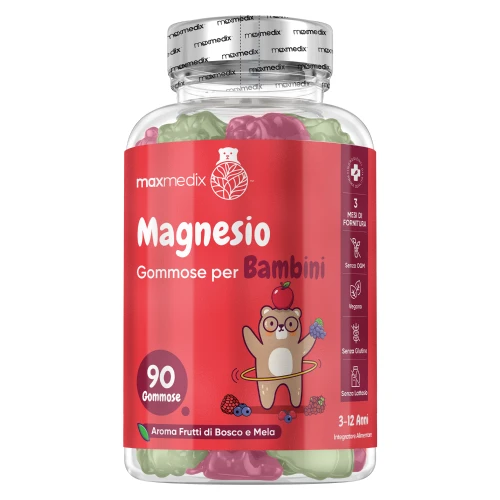 maxmedix Gummies al Magnesio per Bambini - 90 Gummies 3 Mesi - 80 mg di