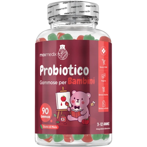 maxmedix Probiotico Gommose Bambini | 90 Gommose Gusto Mela | 1 Miliardo