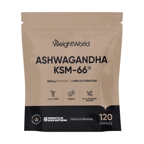 WeightWorld Ashwagandha KSM-66 500 mg | 120 Capsule | Formula Vegana