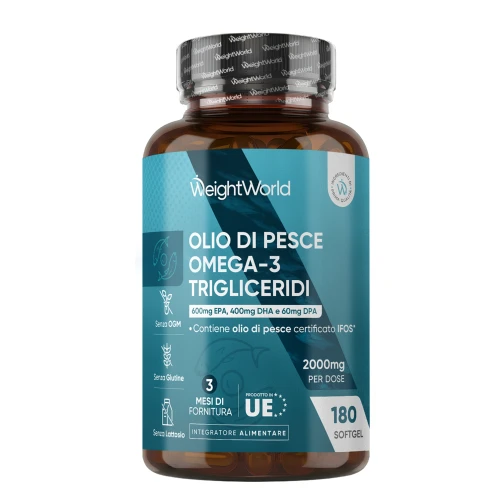 WeightWorld Omega 3 Trigliceridi 2000 mg - 180 Capsule - Certificazione IFOS